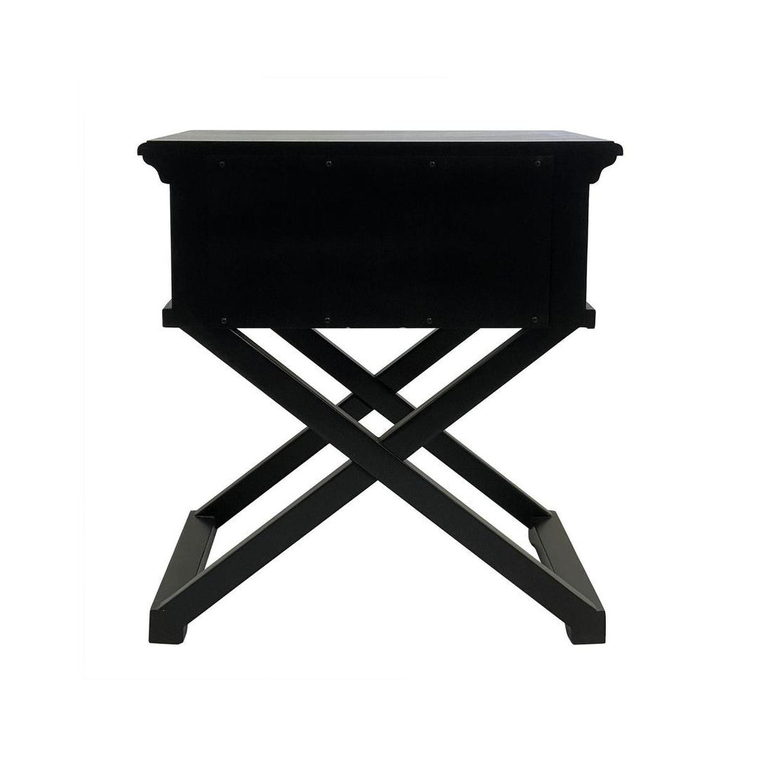 Sorrento Cross Leg Hamptons BedSide Table W/Drawer Black