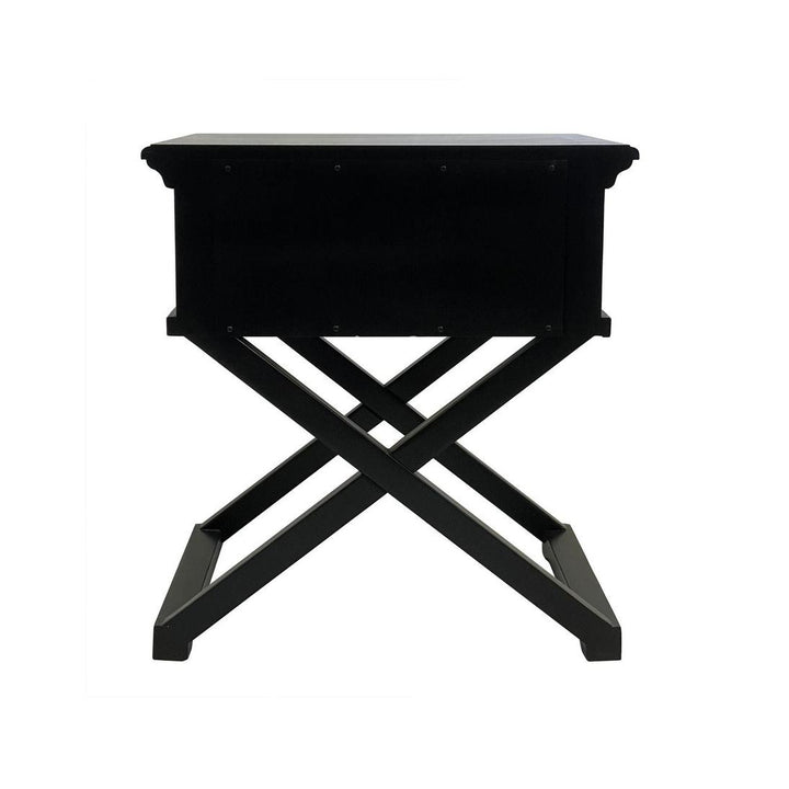 Sorrento Cross Leg Hamptons BedSide Table W/Drawer Black