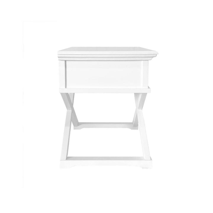 Sorrento Cross Leg Hamptons BedSide Table W/Drawer White