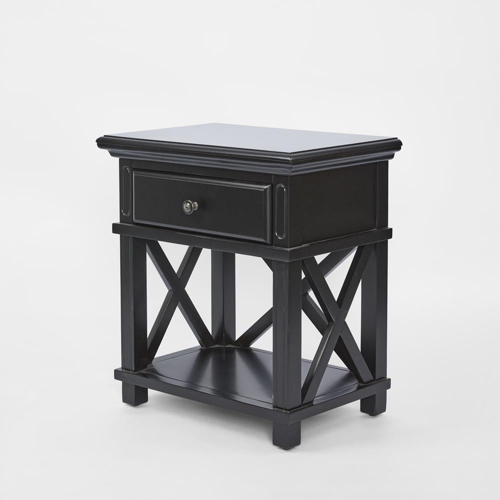 Sorrento Hamptons Bedside Table W/Drawer Black
