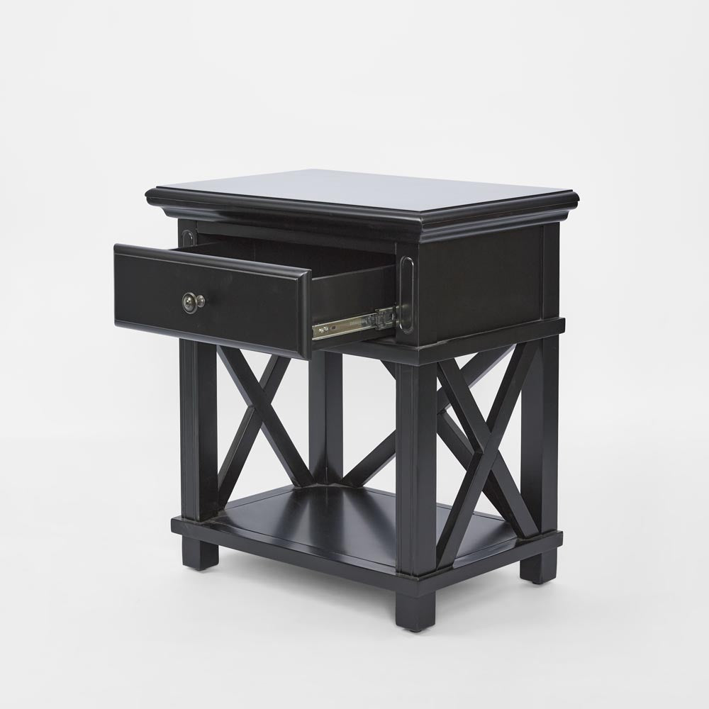 Sorrento Hamptons Bedside Table W/Drawer Black