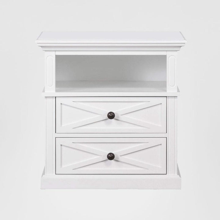 Sorrento Hamptons Medium 2 Drawer Bedside Table White