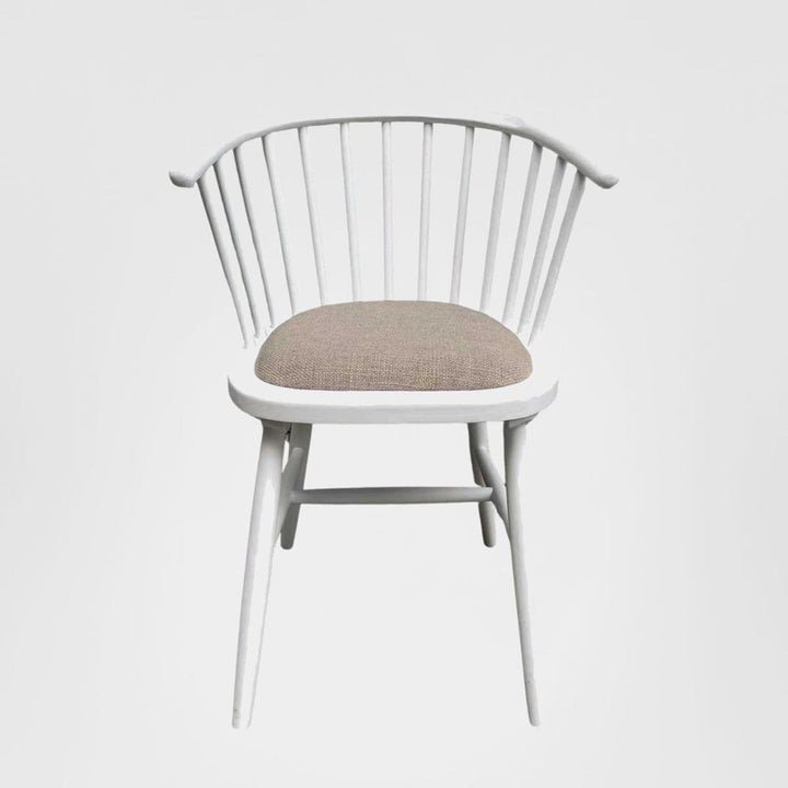 Round Curved Strip Back Elm Wood Dining Chair White