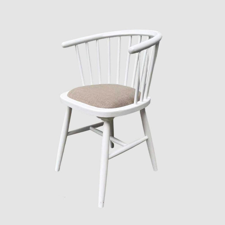 Round Curved Strip Back Elm Wood Dining Chair White