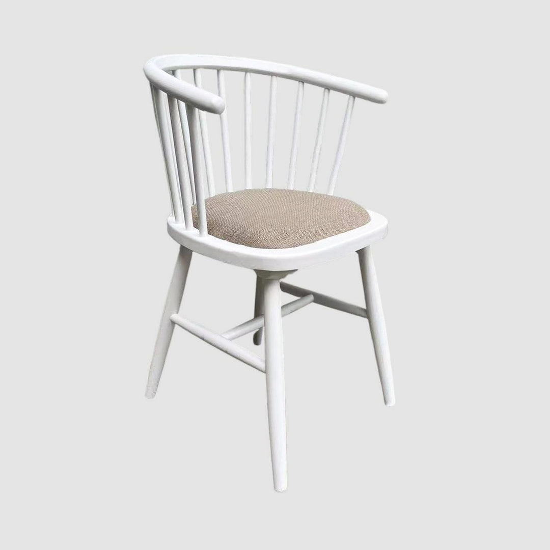 Round Curved Strip Back Elm Wood Dining Chair White