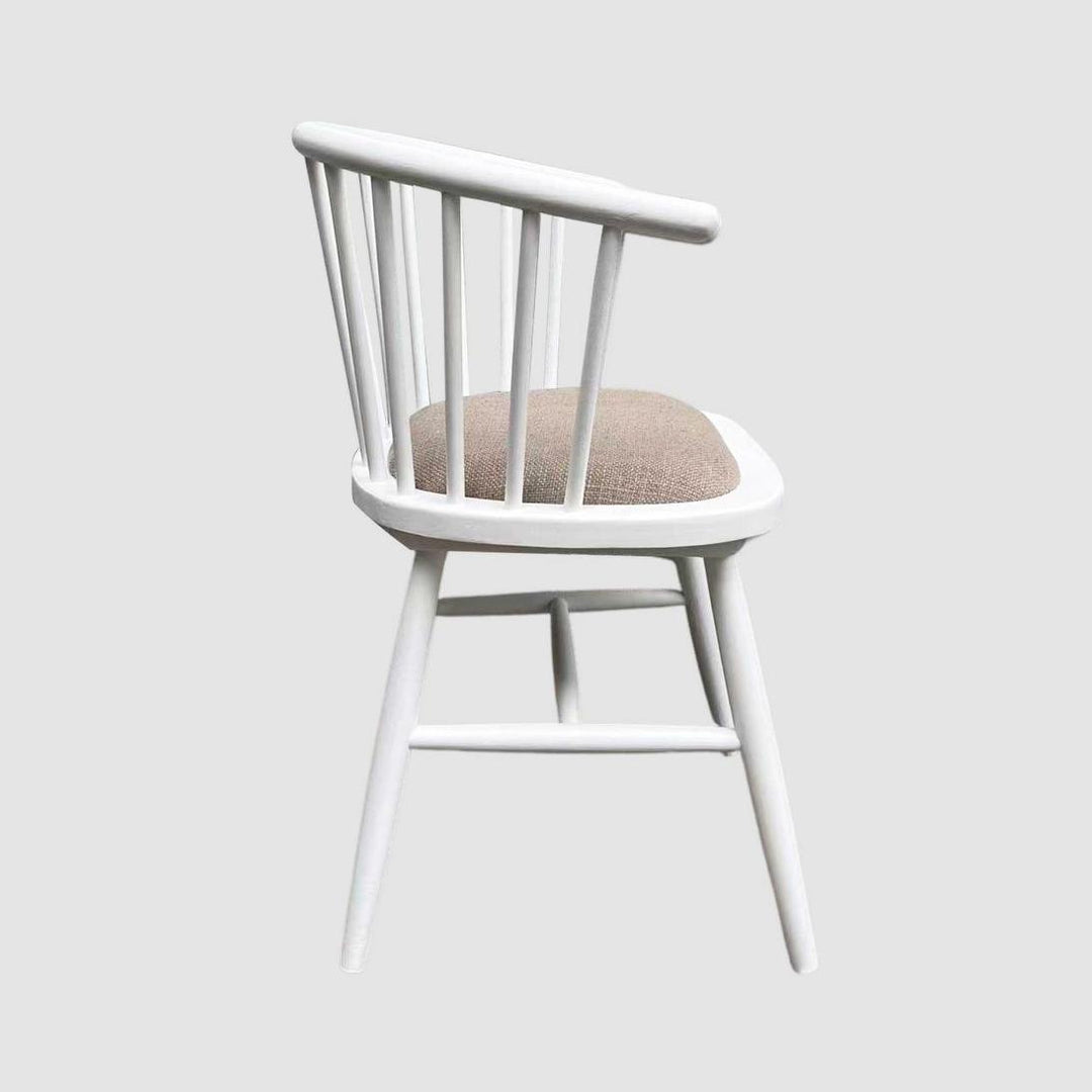 Round Curved Strip Back Elm Wood Dining Chair White