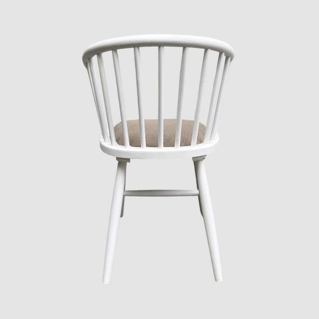 Round Curved Strip Back Elm Wood Dining Chair White