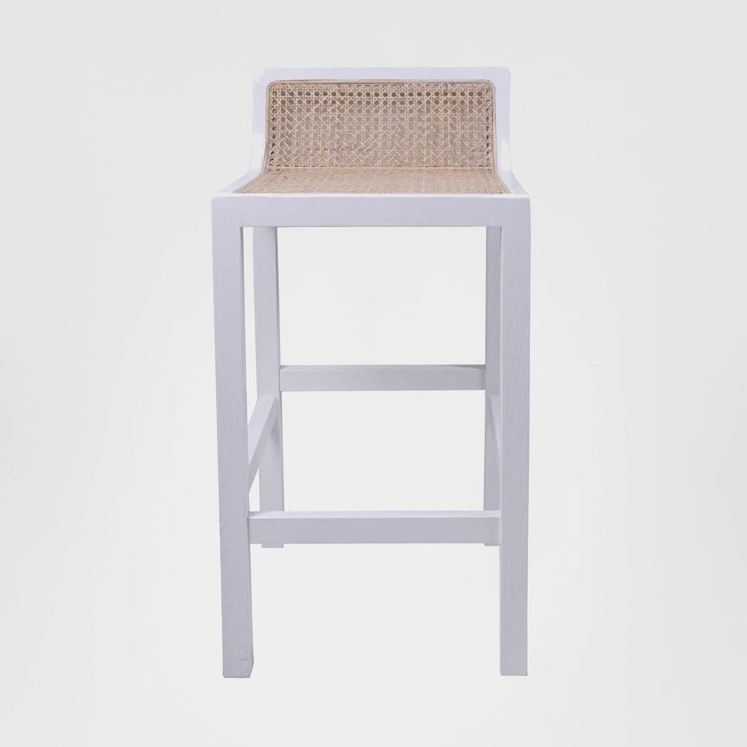 Amalfi Wood & Rattan Counter Stool White