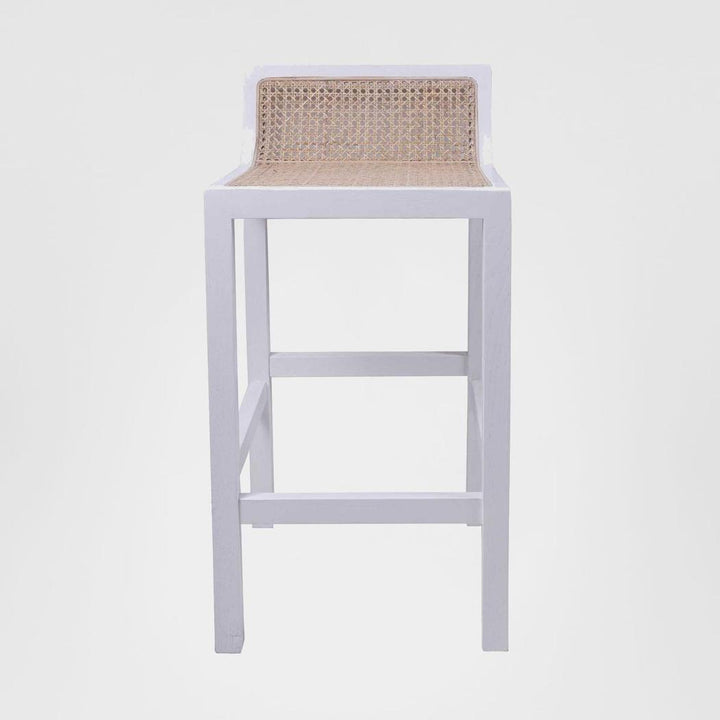 Amalfi Elm Wood and Rattan Bar stool White