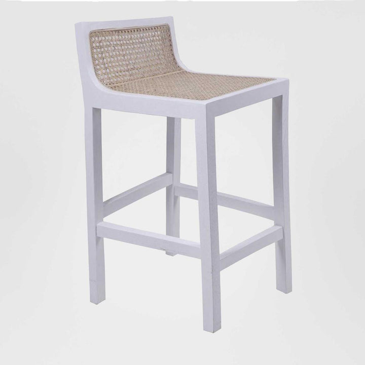 Amalfi Elm Wood and Rattan Bar stool White