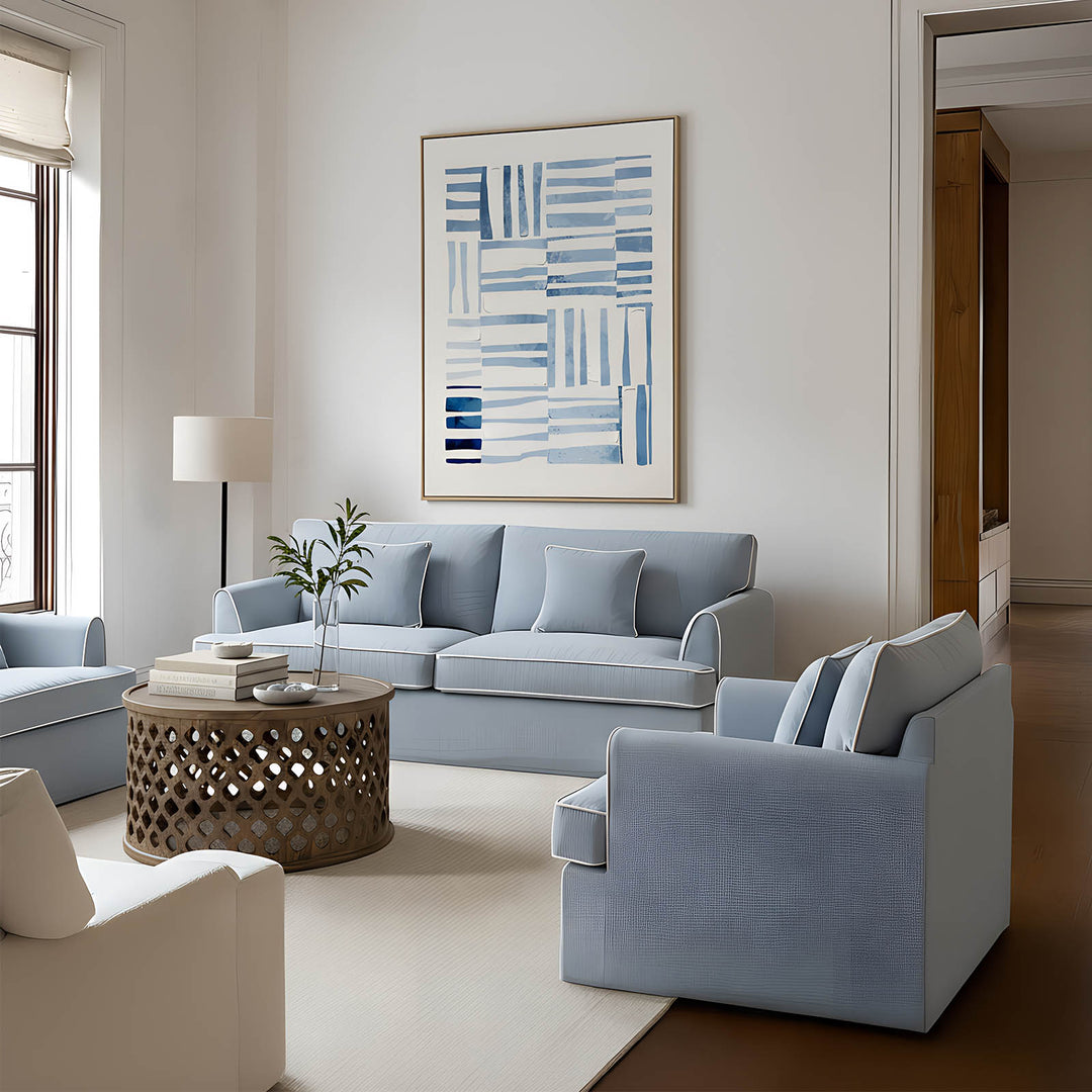 Blue Lines Textured Canvas Wall Art 90x120cm