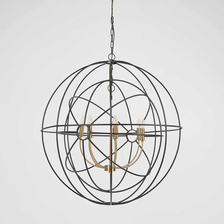 Orb pendant round large black and brass