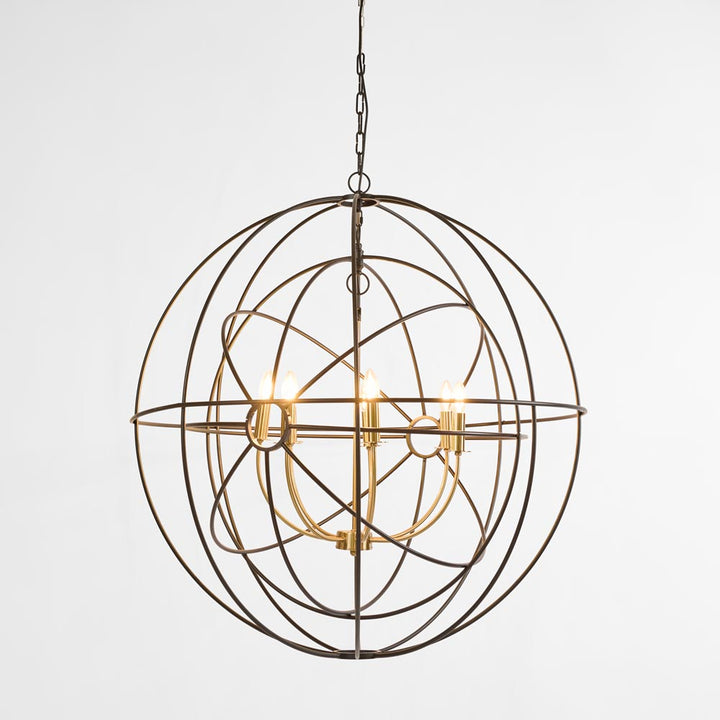 Orb pendant round large black and brass