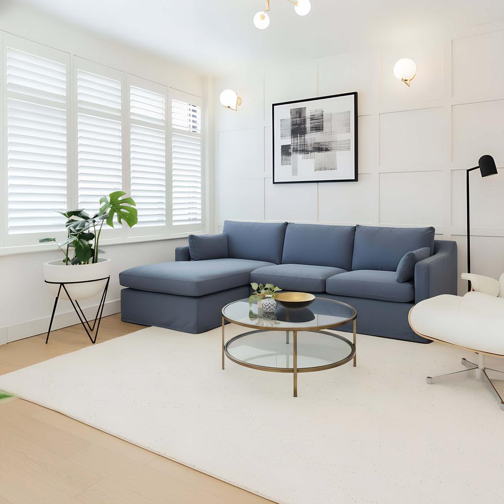 Clovelly 3 Seater Left Chaise Sofa Navy