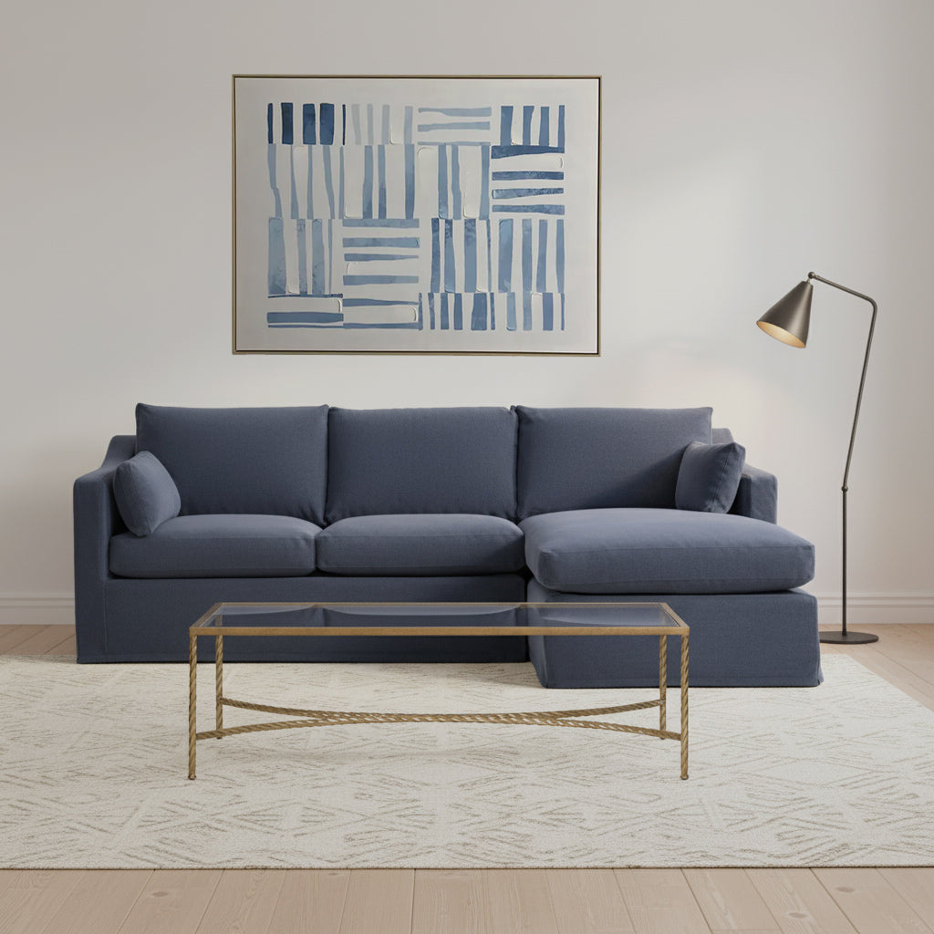 Clovelly 3 Seater Right Chaise Sofa Navy