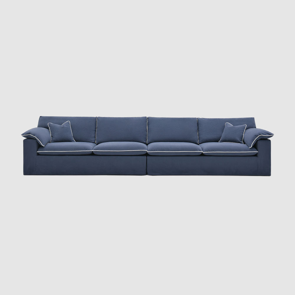 Norfolk 4 Seater Sofa Navy w/White Piping