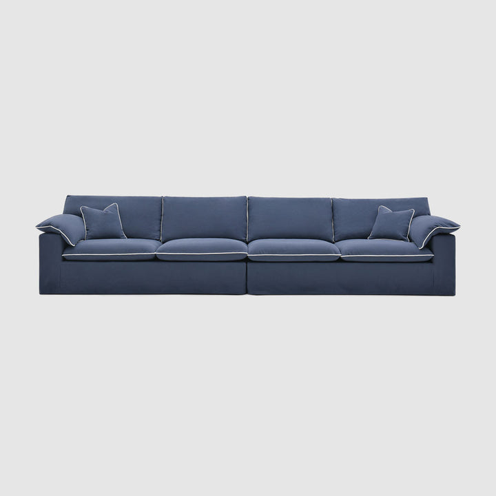 Norfolk 4 Seater Sofa Navy w/White Piping