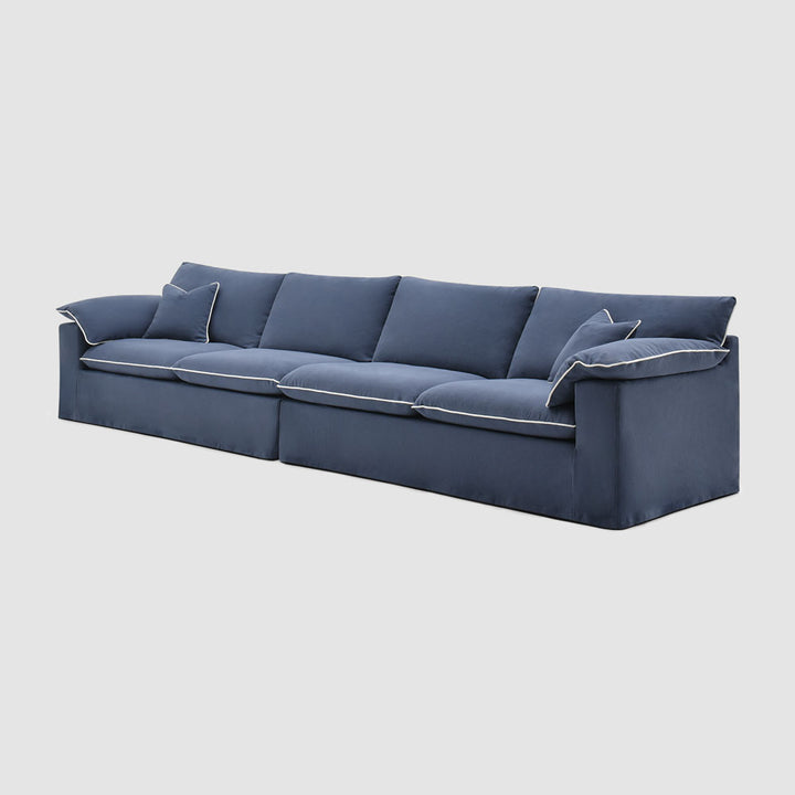 Norfolk 4 Seater Sofa Navy w/White Piping