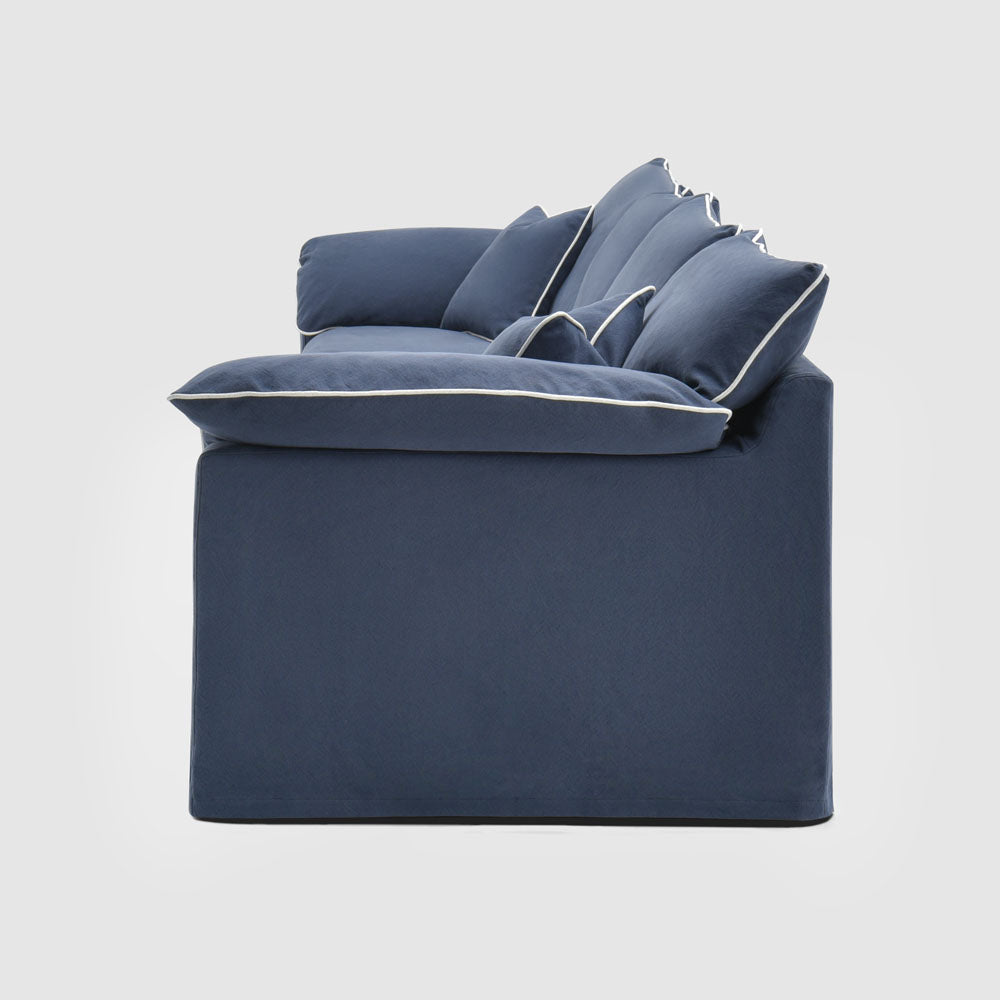 Norfolk 4 Seater Sofa Navy w/White Piping