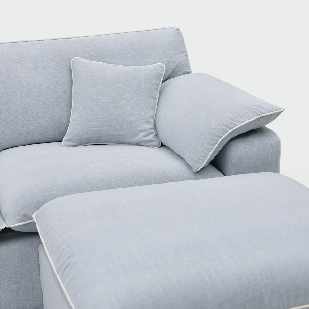 Norfolk 5 Seater Modular with Chaise (Reversible) Beach w/White piping