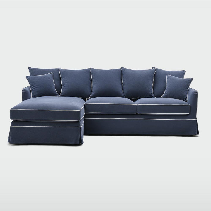 Noosa 3 Seater Left Chaise Sofa Navy