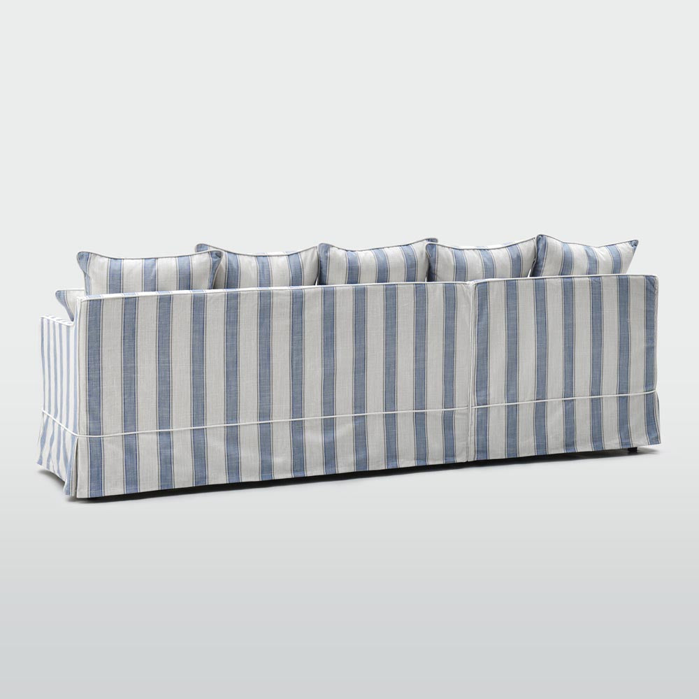 Noosa 3 Seater Left Chaise Sofa Blue Sky Stripe