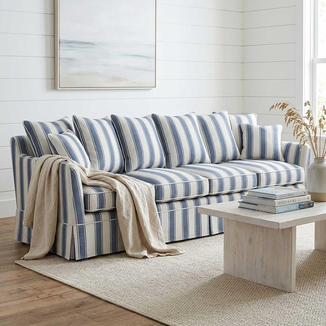 Noosa 4 Seat Modular Sofa Blue Sky Stripe