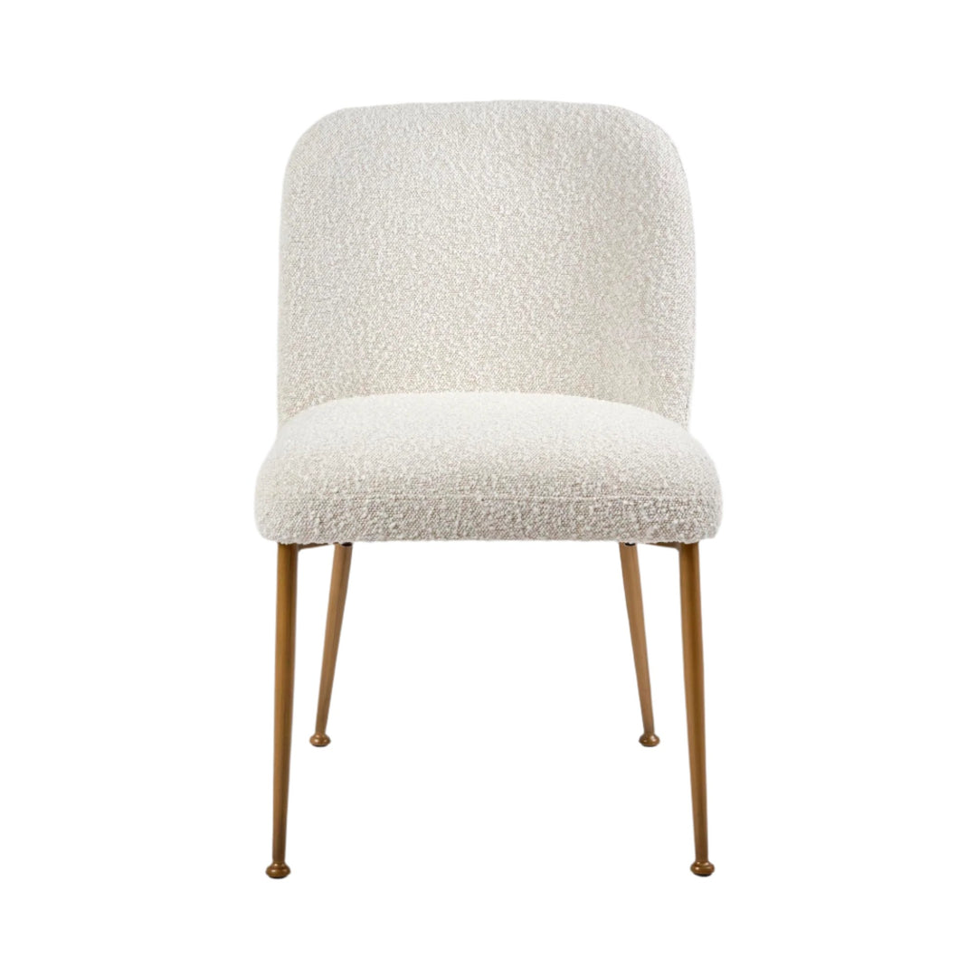 Desiree Dining Chair Boucle Fabric Bronzed Legs