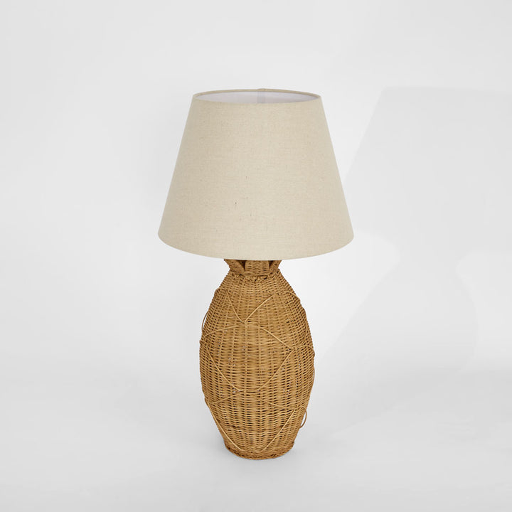 Isla Rattan Table Lamp & Linen Shade