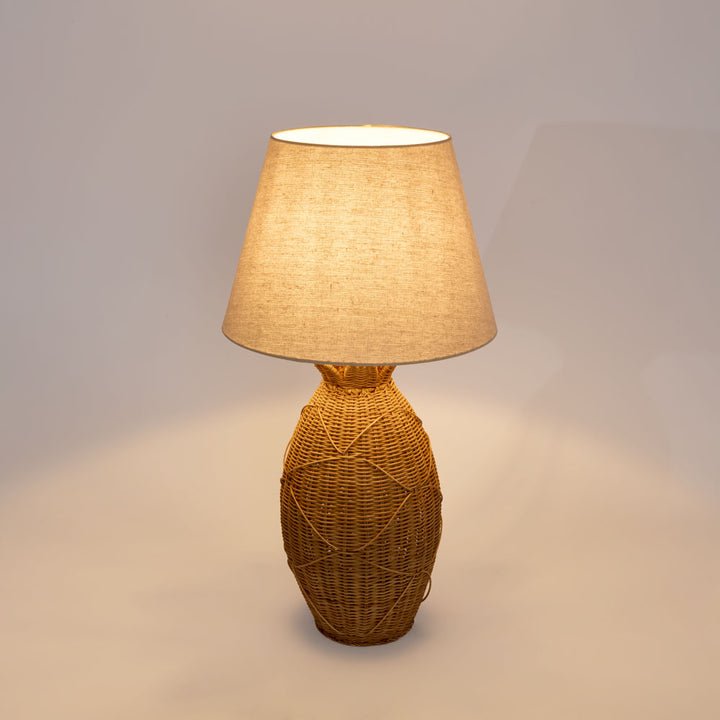 Isla Rattan Table Lamp & Linen Shade