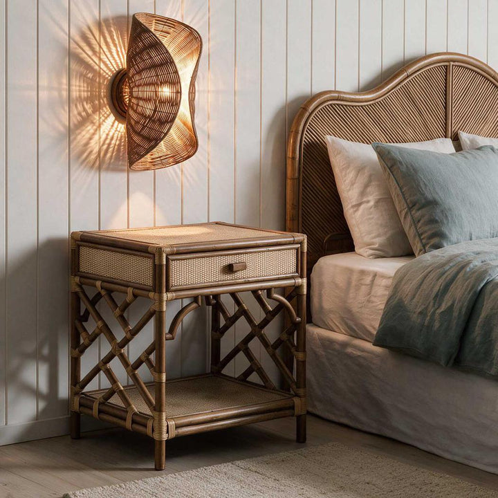 Crescent Rattan Wall Light Natural
