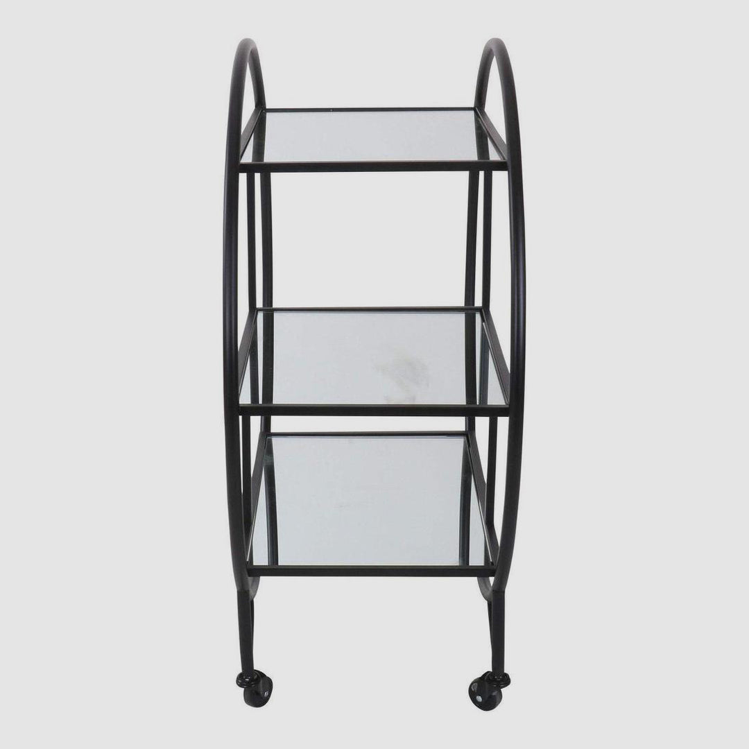Black Bar Cart W/ Mirror Shelf