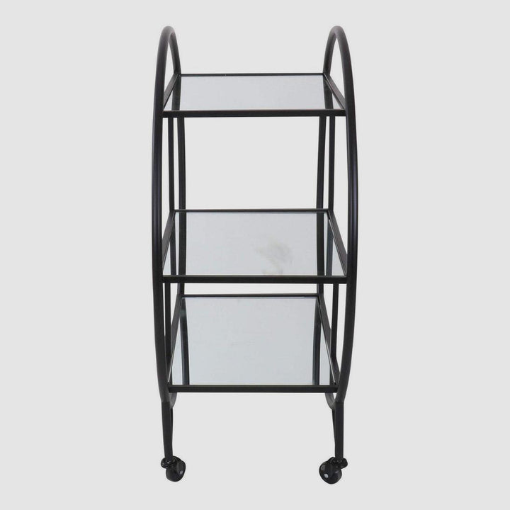 Black Bar Cart W/ Mirror Shelf