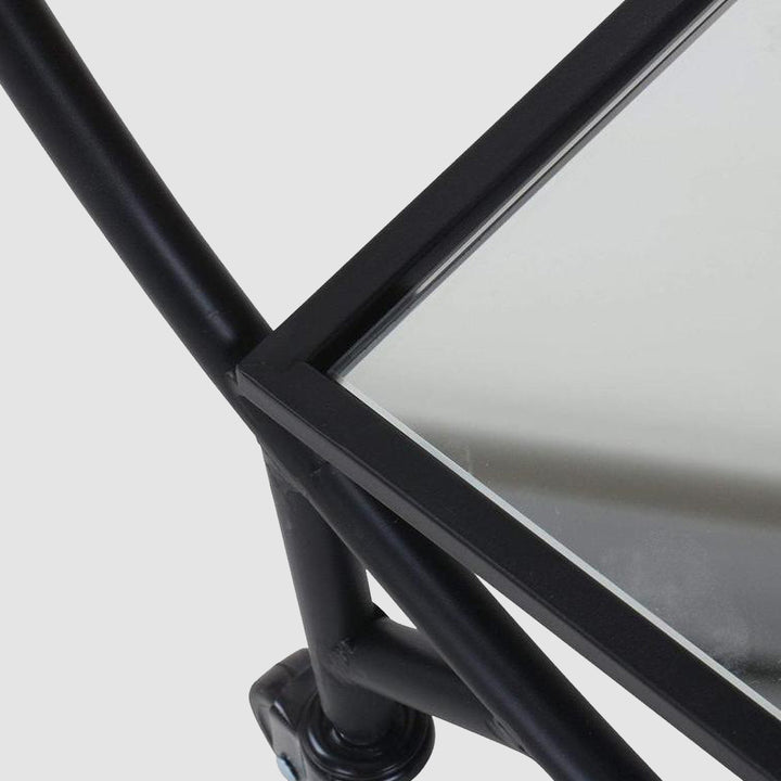Black Bar Cart W/ Mirror Shelf