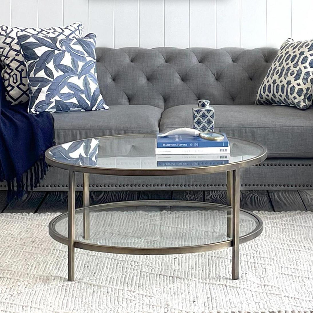 Palladium Brass Iron & Glass Coffee Table