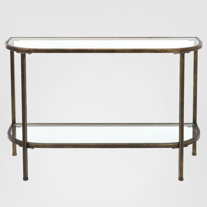 Palladium 120cm Curved Glass Console Table Brass