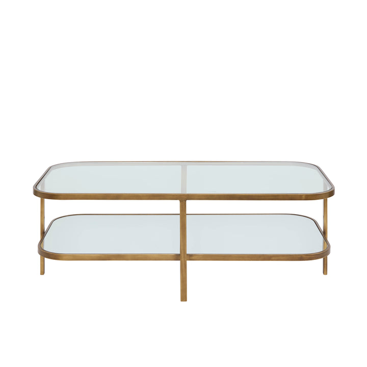 Lewis Brass Iron Glass & Mirror Coffee Table