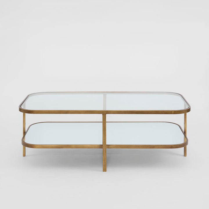 Lewis Brass Iron Glass & Mirror Coffee Table