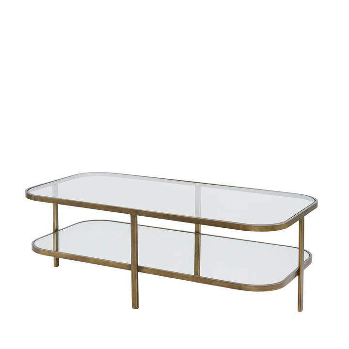 Lewis Brass Iron Glass & Mirror Coffee Table