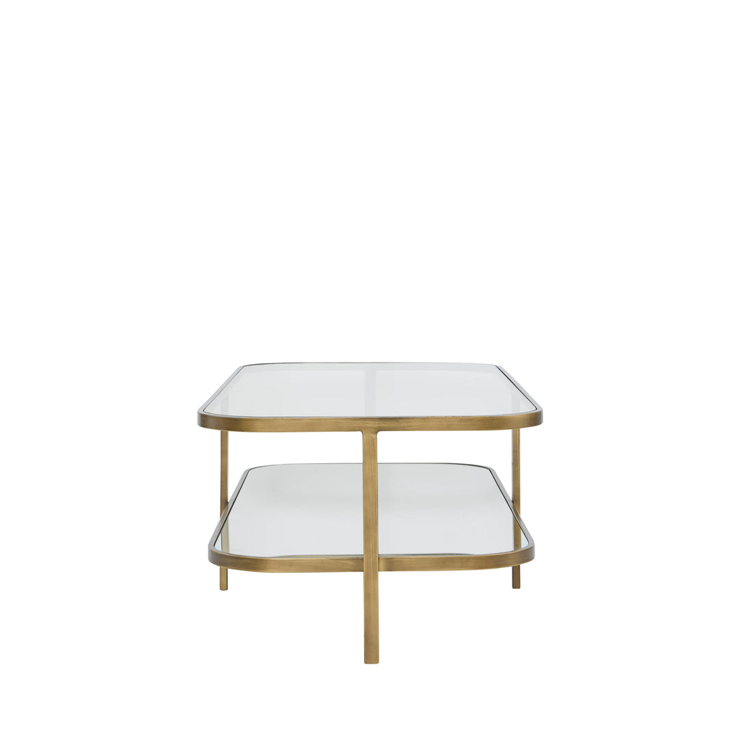 Lewis Brass Iron Glass & Mirror Coffee Table