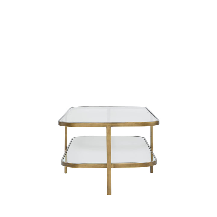 Lewis Brass Iron Glass & Mirror Coffee Table