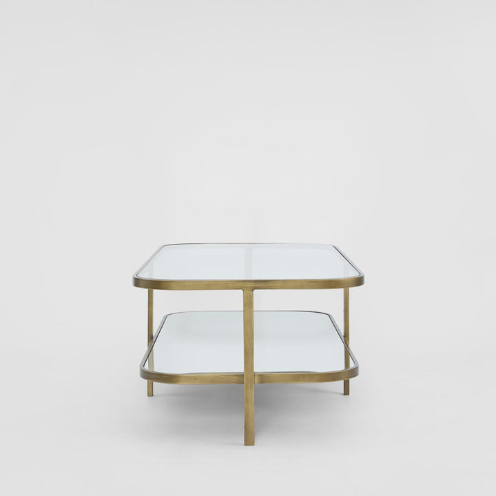 Lewis Brass Iron Glass & Mirror Coffee Table