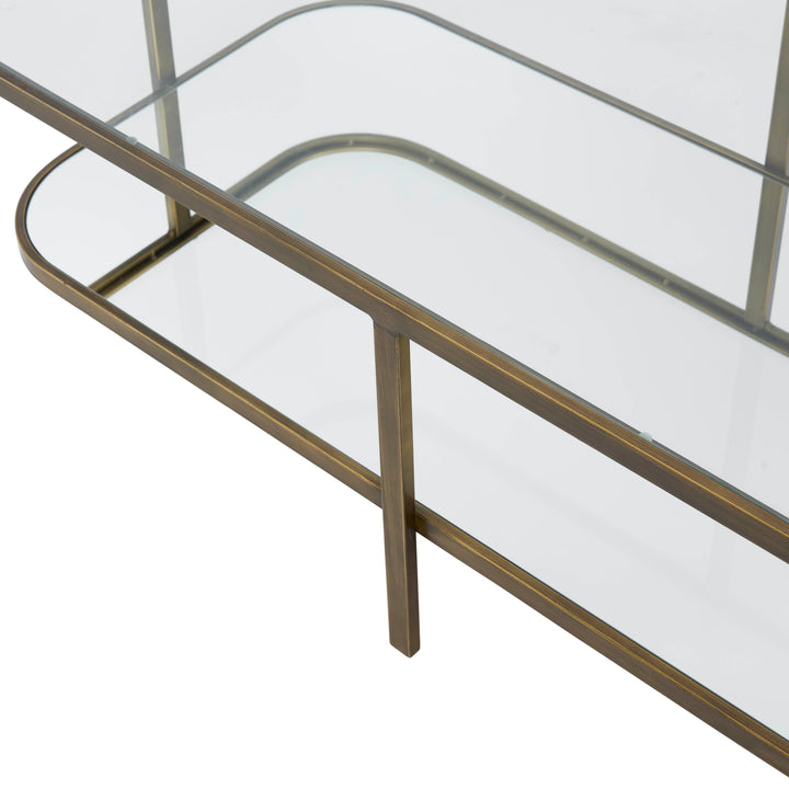 Lewis Brass Iron Glass & Mirror Coffee Table