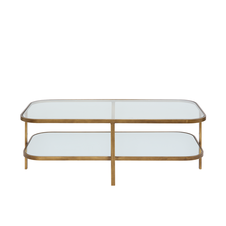 Lewis Brass Iron Glass & Mirror Coffee Table