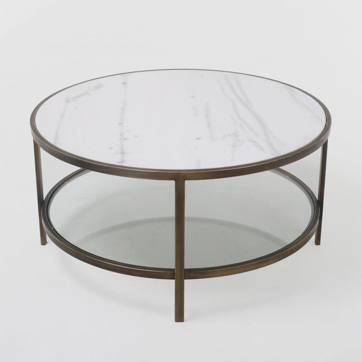 Palladium Brass Iron Marble & Glass Coffee Table
