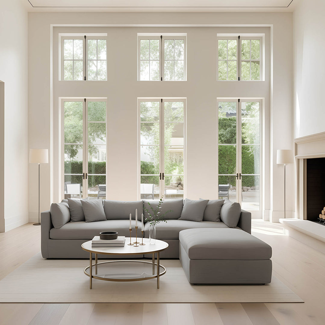 Palladium Brass Iron Marble & Glass Coffe Table