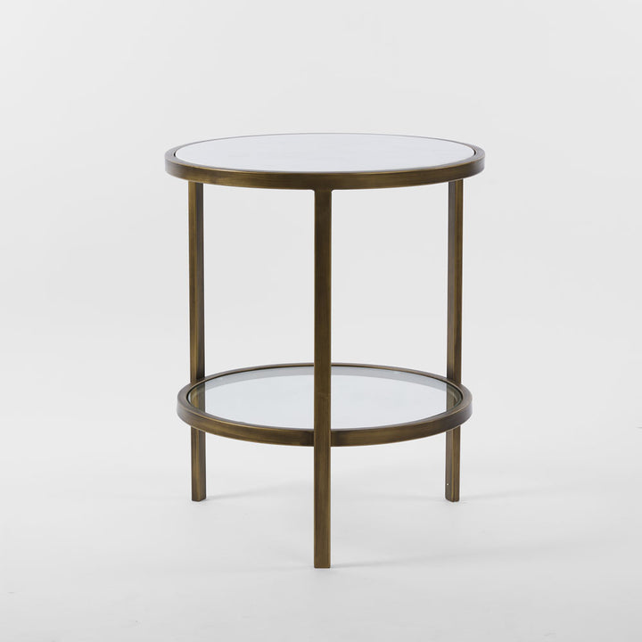 Palladium Brass Iron Marble & Glass Side Table