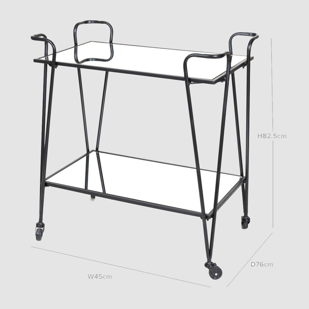 Lloyd Mirror Shelf Bar Cart Black