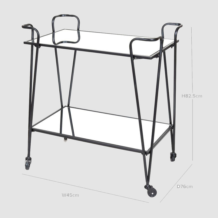 Lloyd Mirror Shelf Bar Cart Black