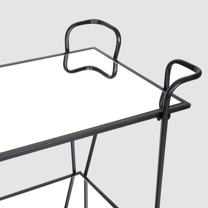 Lloyd Mirror Shelf Bar Cart Black